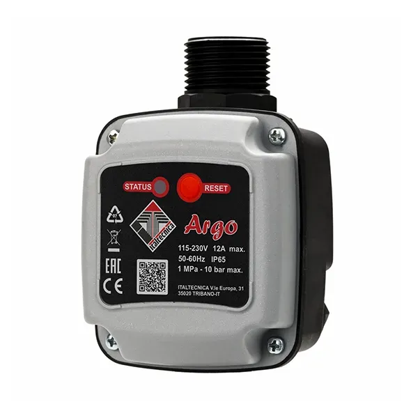 A picture of an Italtecnica Argo grey flow switch.