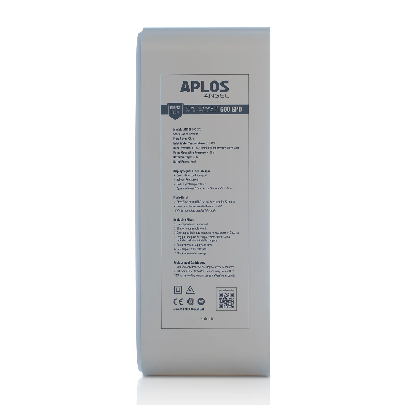 A angled shot of the aplos angel