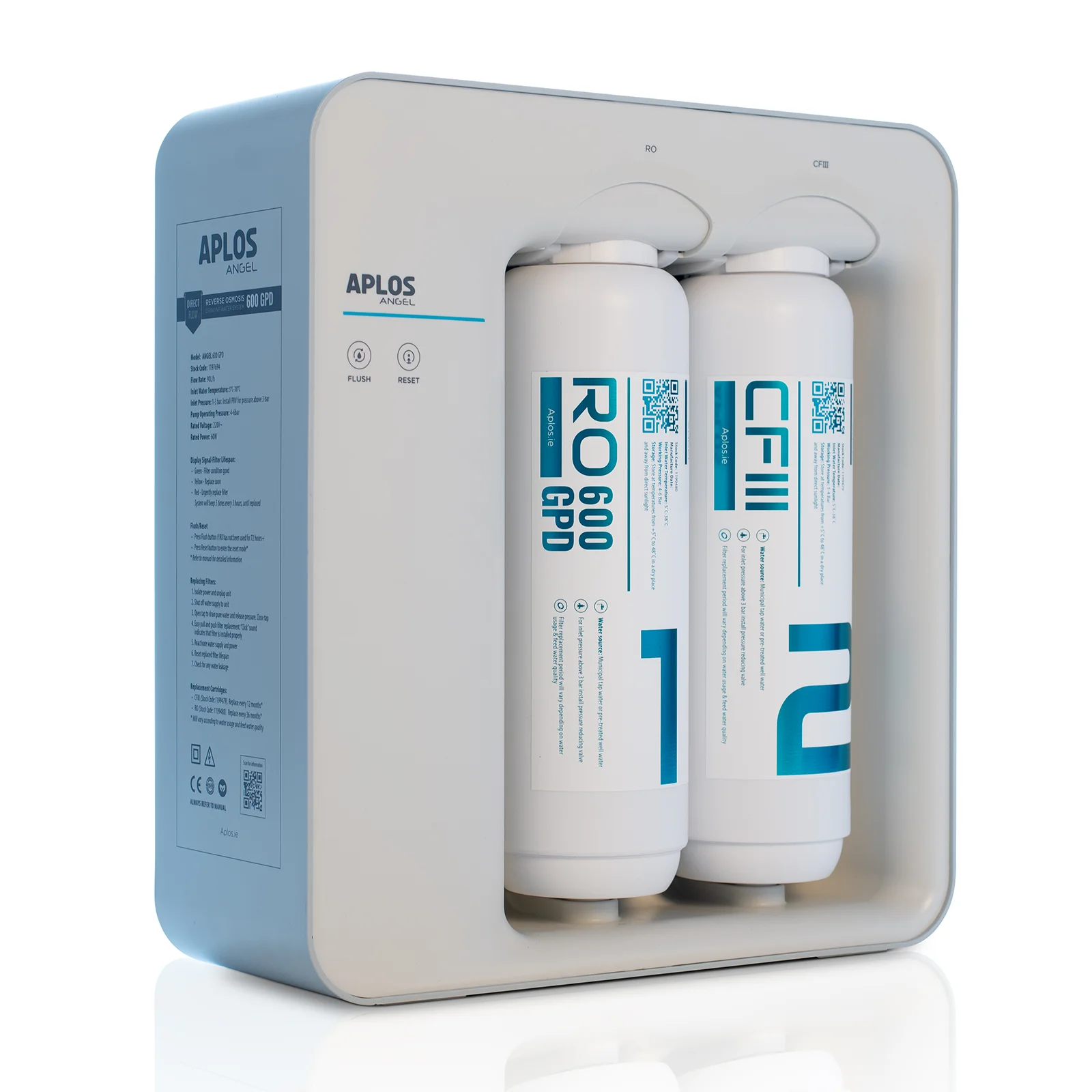 A angled shot of the aplos angel