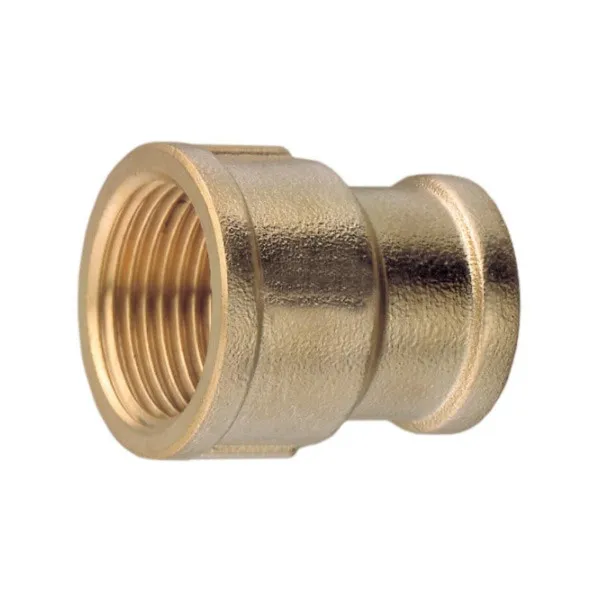 A photo of a brass reducing socket.
