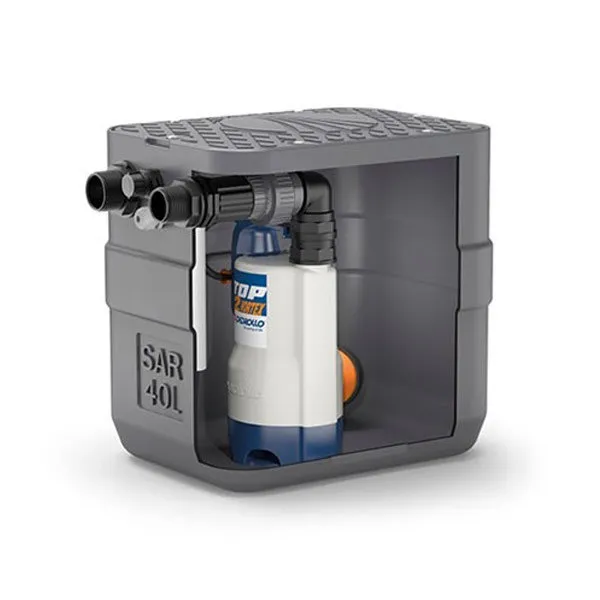 A Pedrollo SAR Tank with a submersible pump.