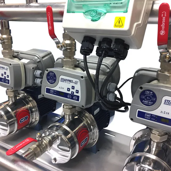 A Pedrollo PowerBoost Flow V Triple Pump set.